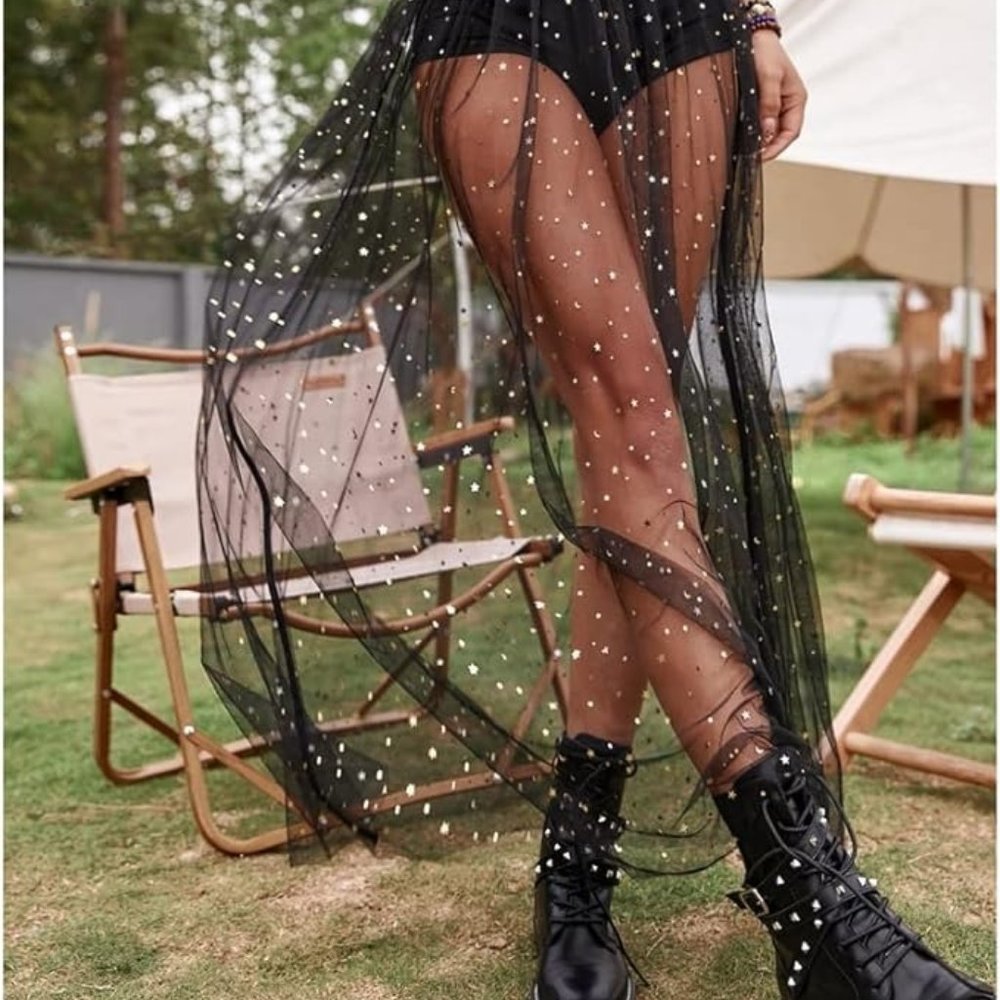 BNWOT - Sheer Maxi Skirt - XS - Black
